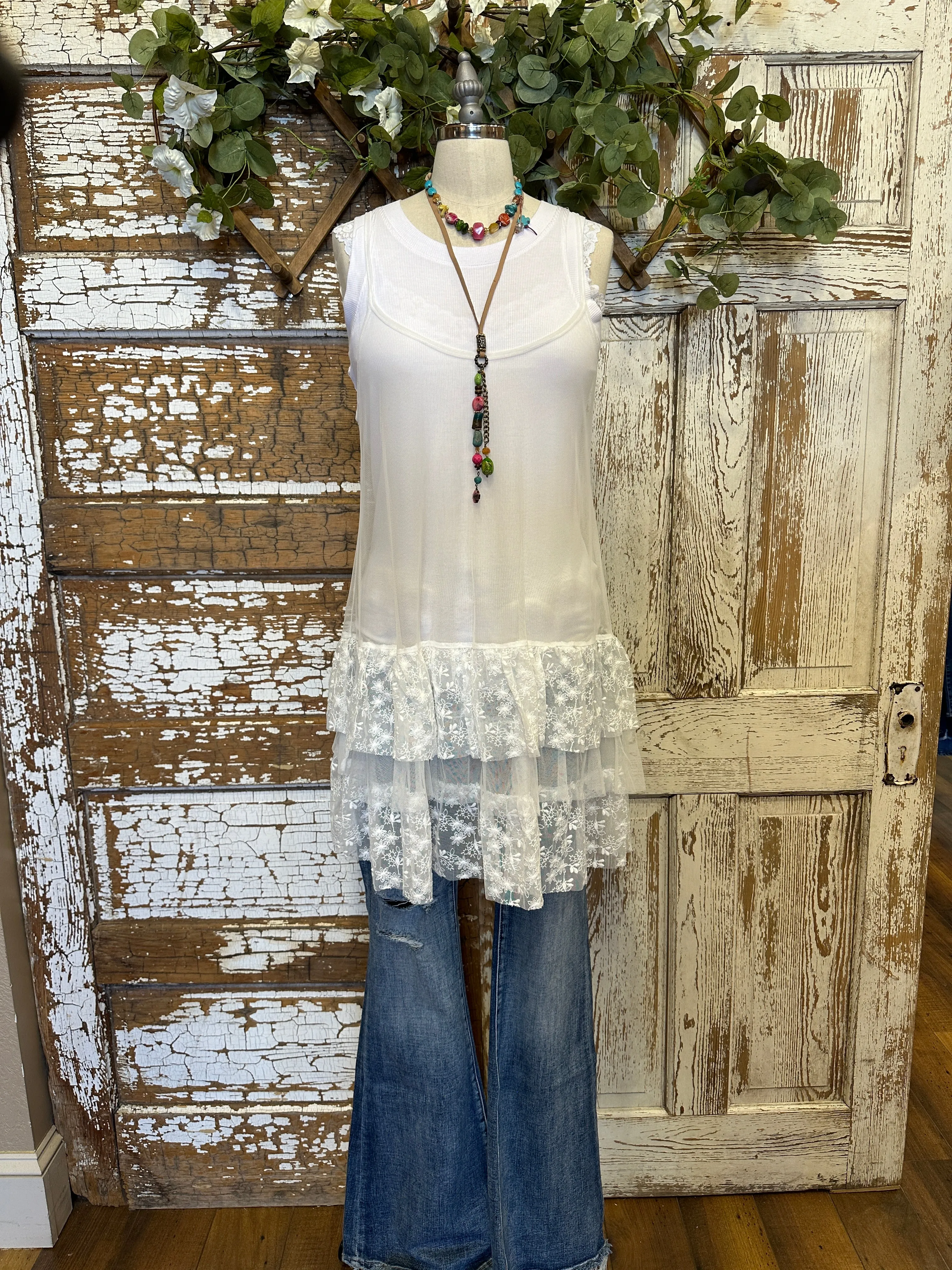 White Micro Ribbed Tank: Small - XL