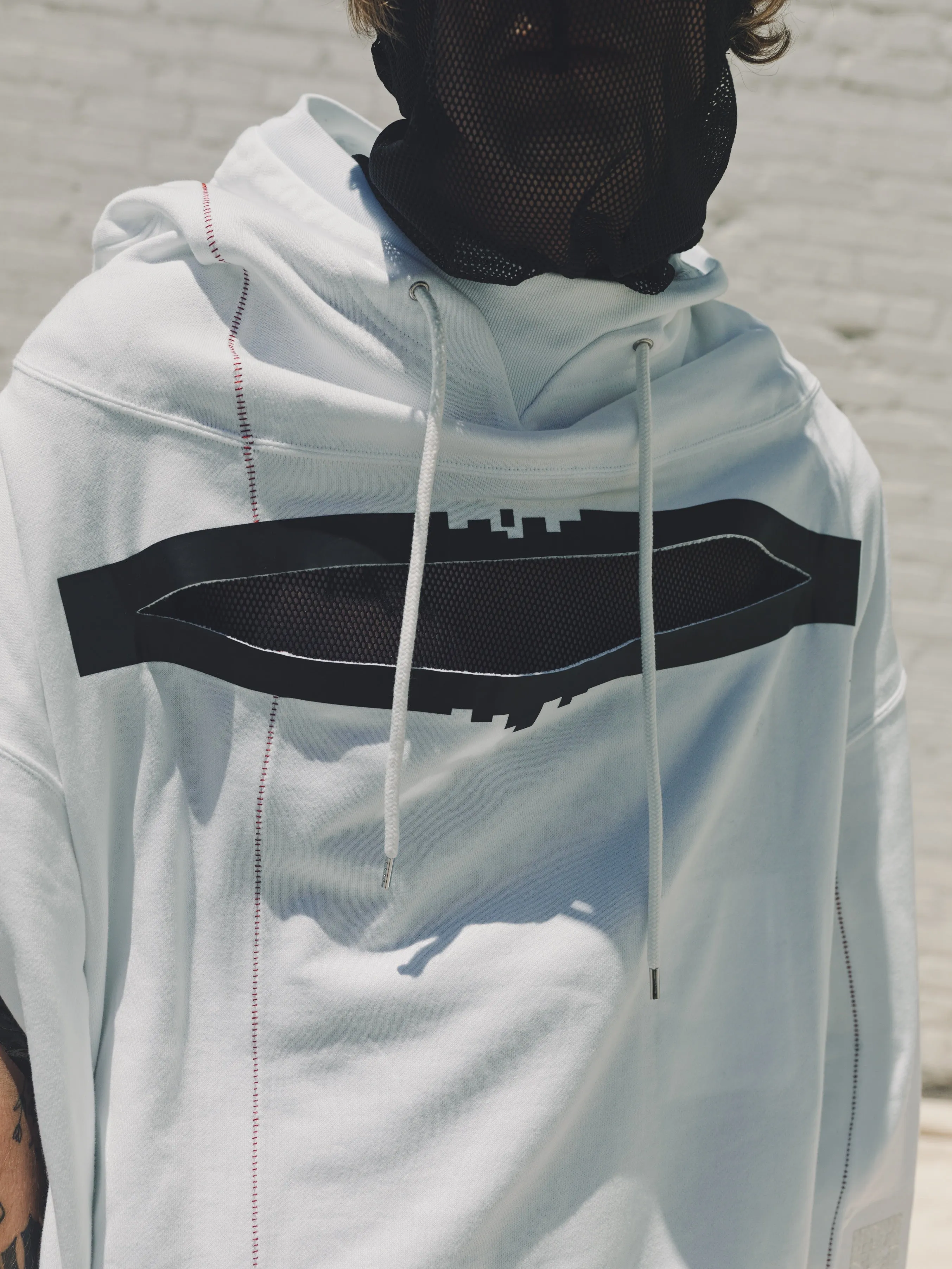 White Monster Shaped Sweatshirt Slashed Oversized Hoodie