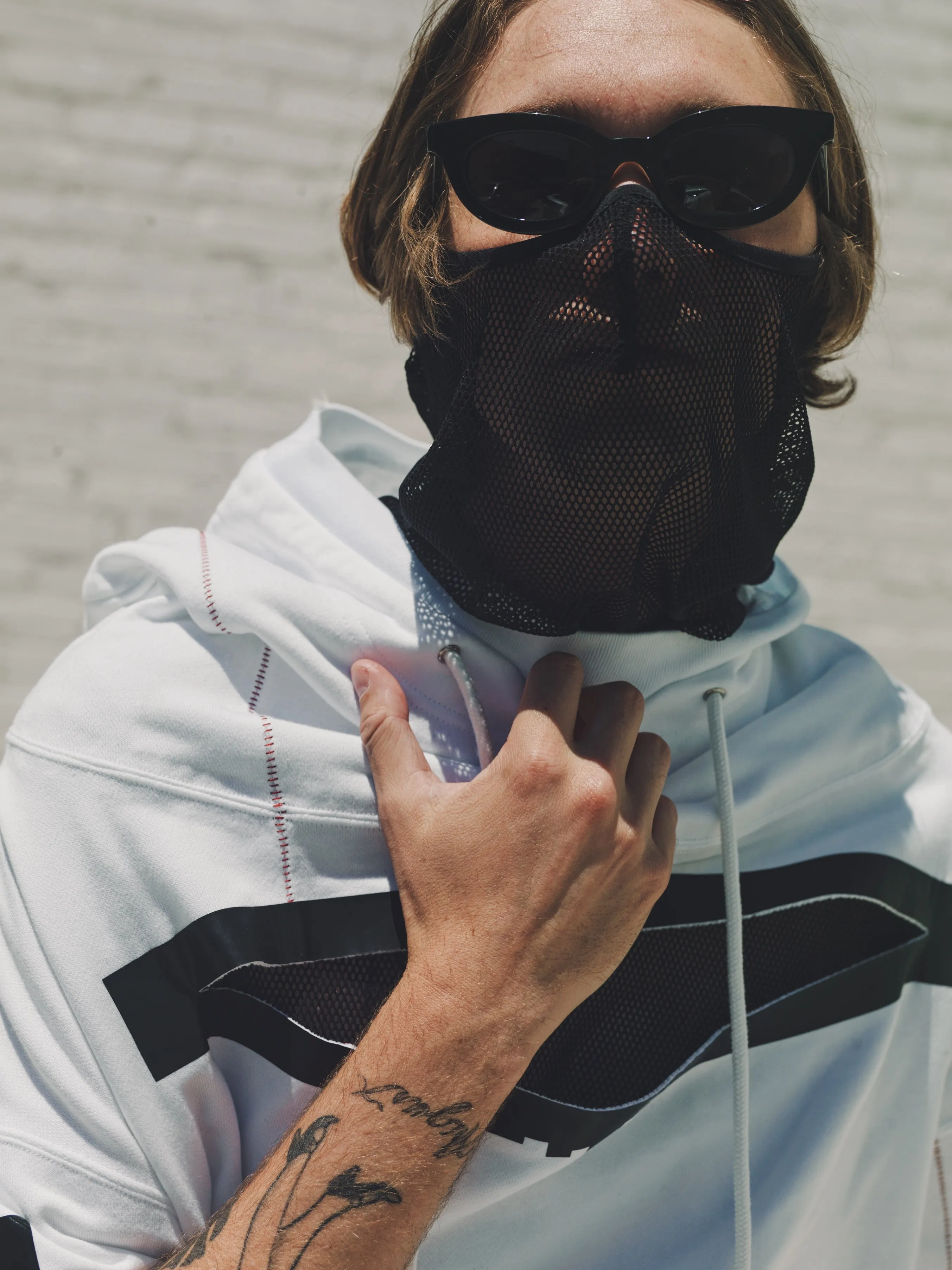 White Monster Shaped Sweatshirt Slashed Oversized Hoodie