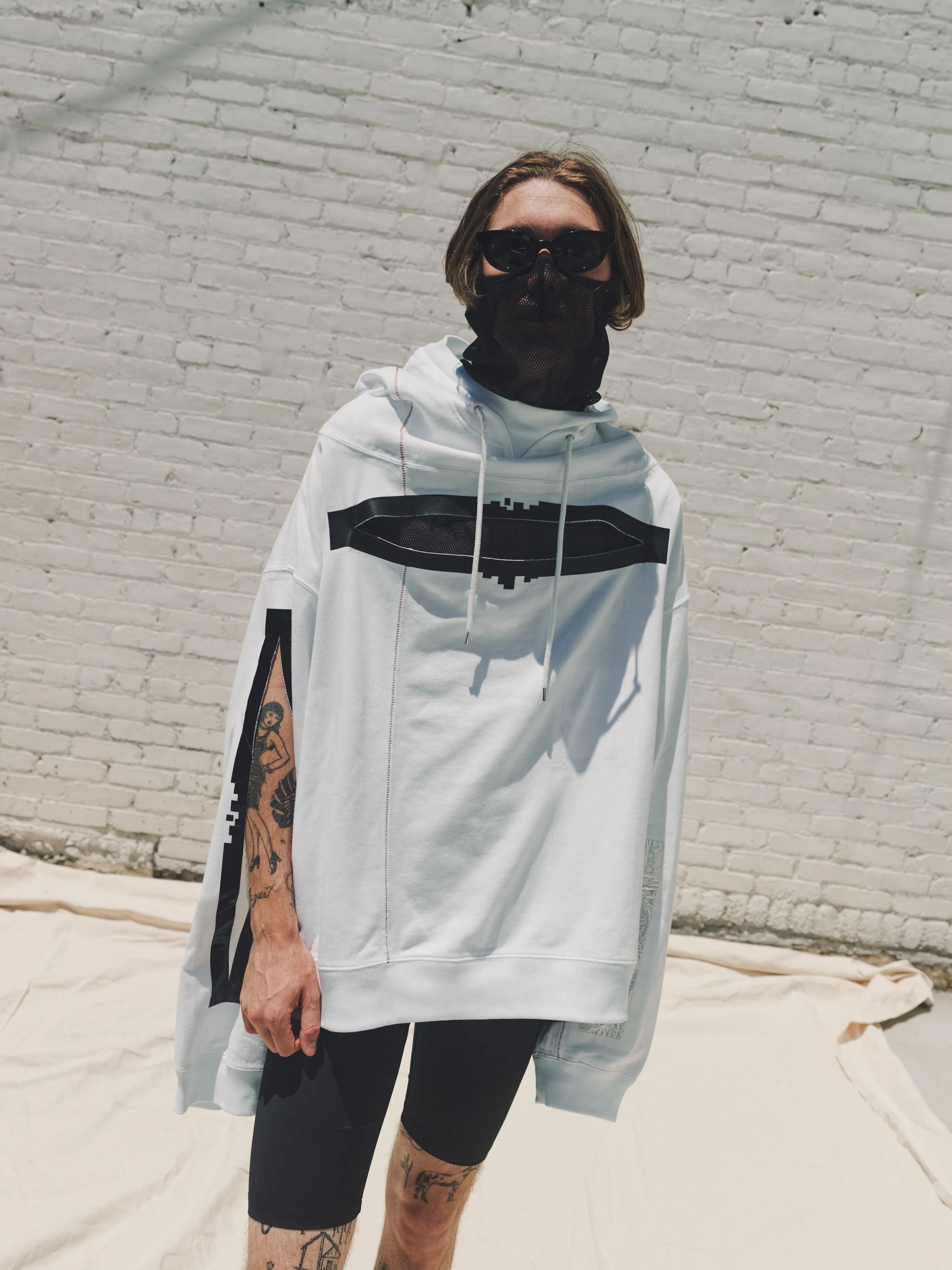 White Monster Shaped Sweatshirt Slashed Oversized Hoodie