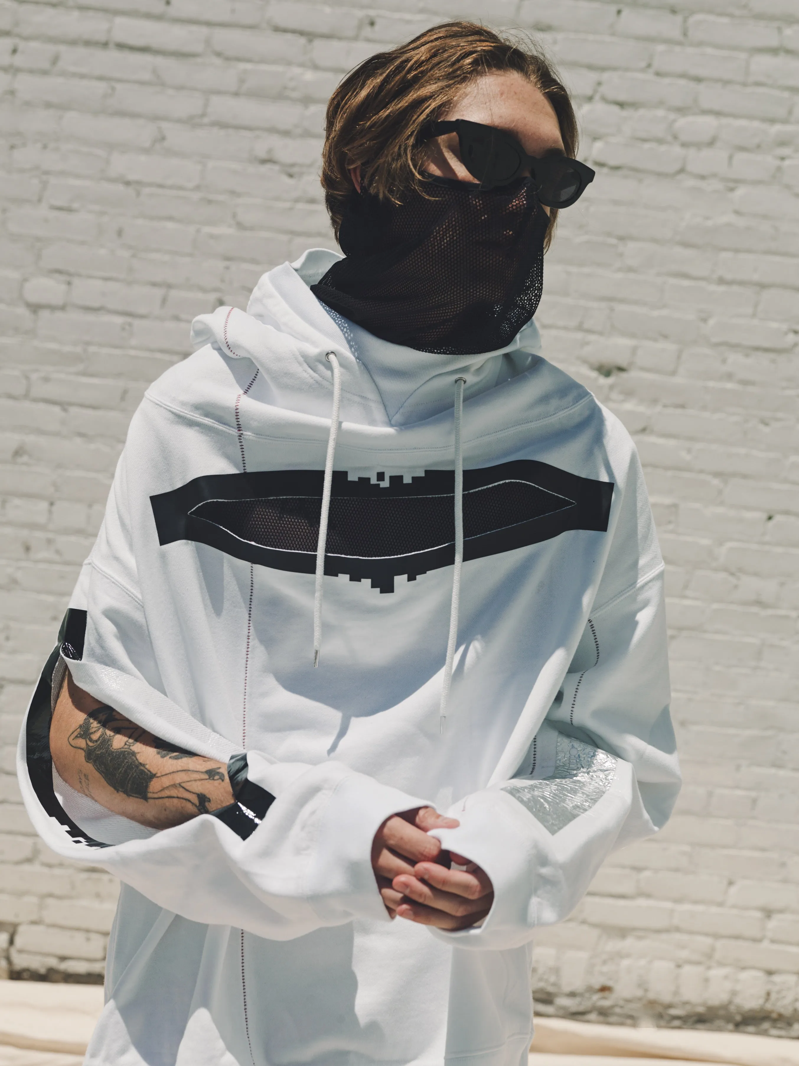 White Monster Shaped Sweatshirt Slashed Oversized Hoodie