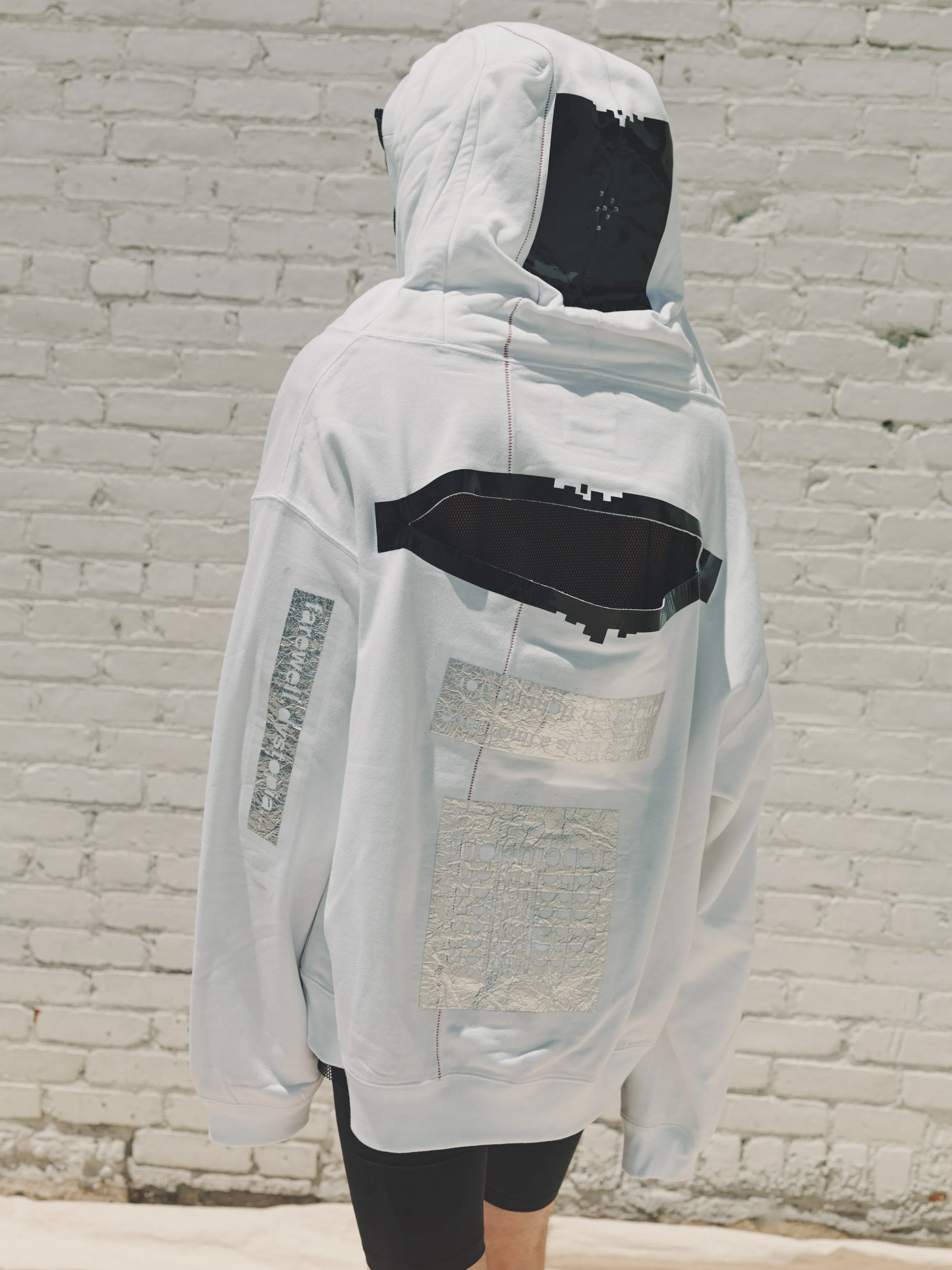 White Monster Shaped Sweatshirt Slashed Oversized Hoodie
