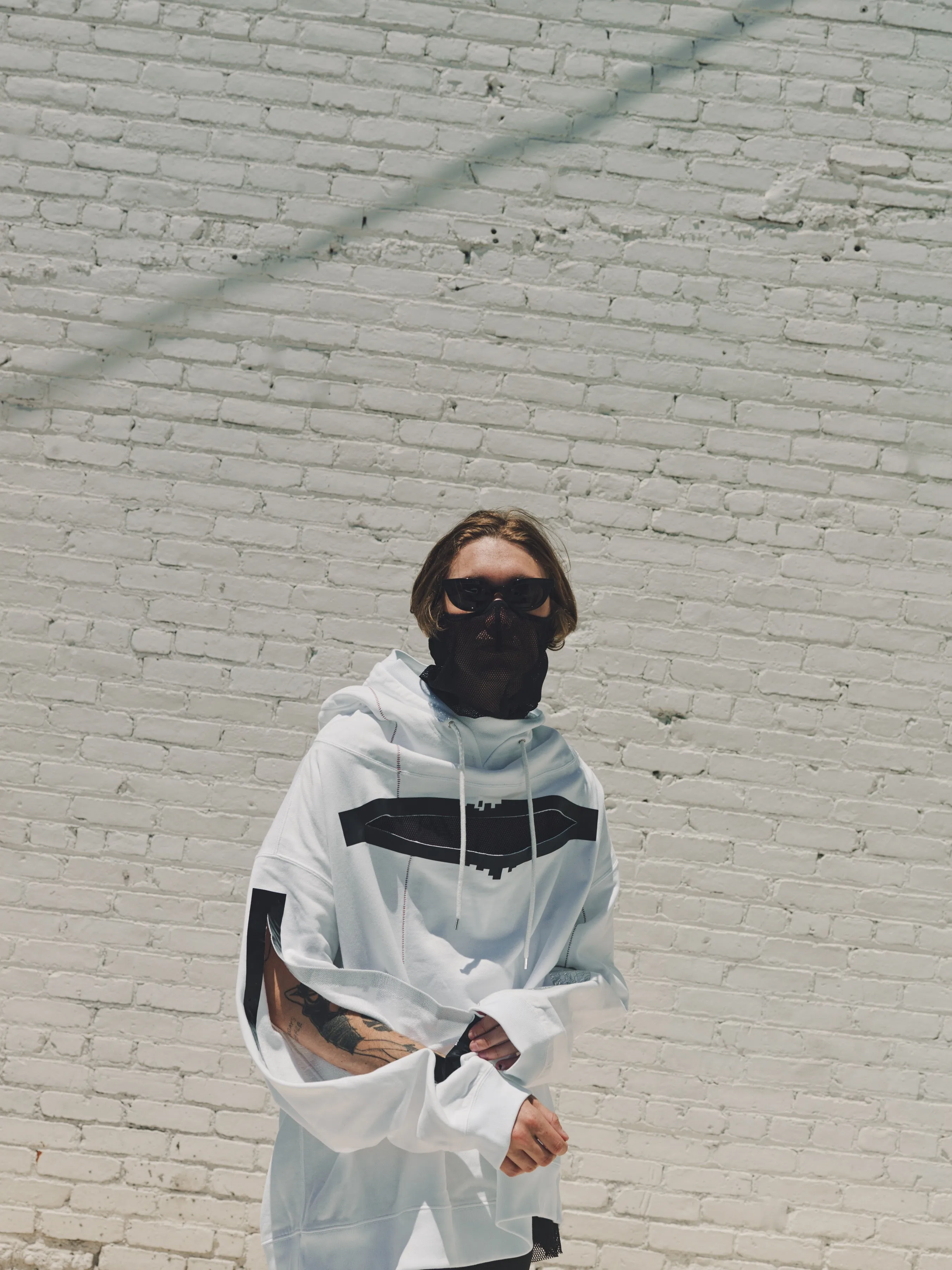 White Monster Shaped Sweatshirt Slashed Oversized Hoodie