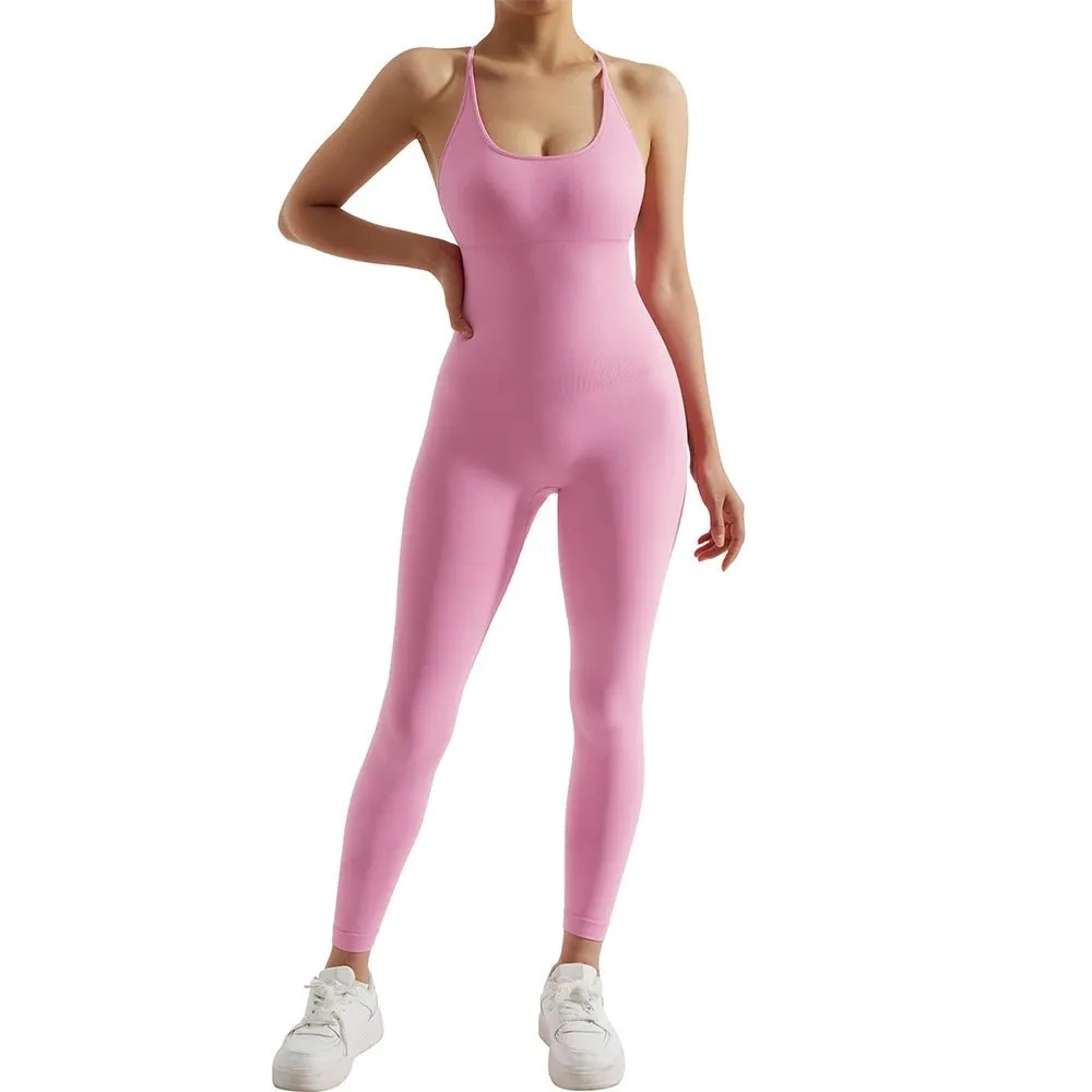 Women’s Bodycon Jumpsuit – Sleek Sleeveless All-in-One Fitness & Casual Activewear
