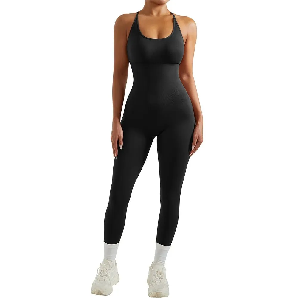 Women’s Bodycon Jumpsuit – Sleek Sleeveless All-in-One Fitness & Casual Activewear