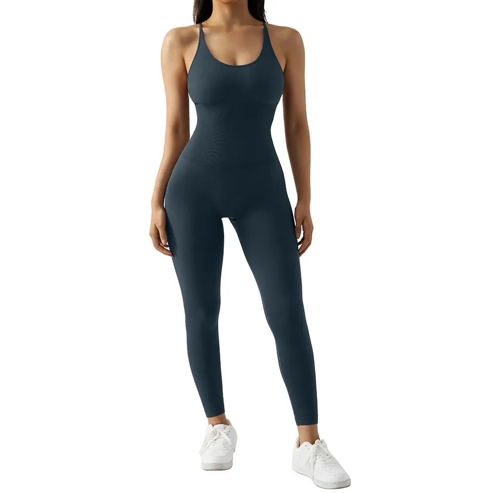 Women’s Bodycon Jumpsuit – Sleek Sleeveless All-in-One Fitness & Casual Activewear