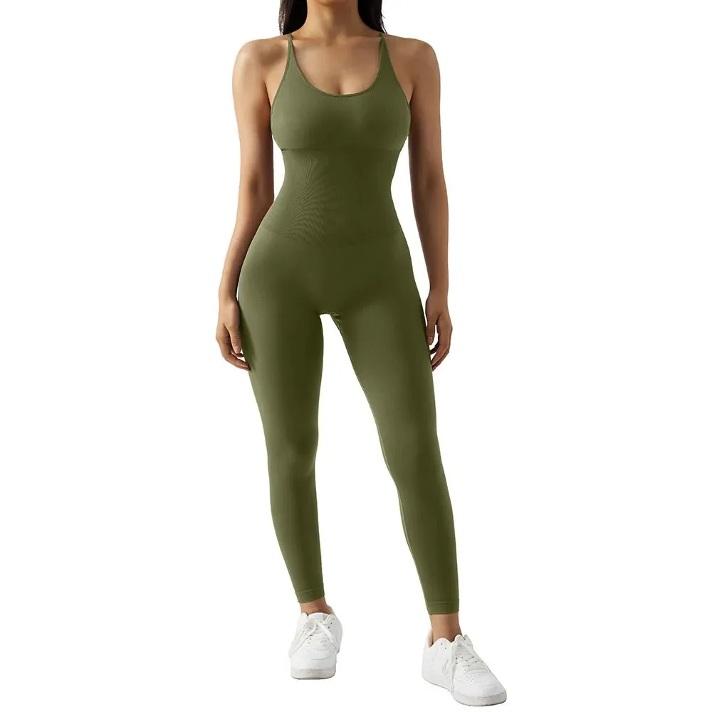 Women’s Bodycon Jumpsuit – Sleek Sleeveless All-in-One Fitness & Casual Activewear