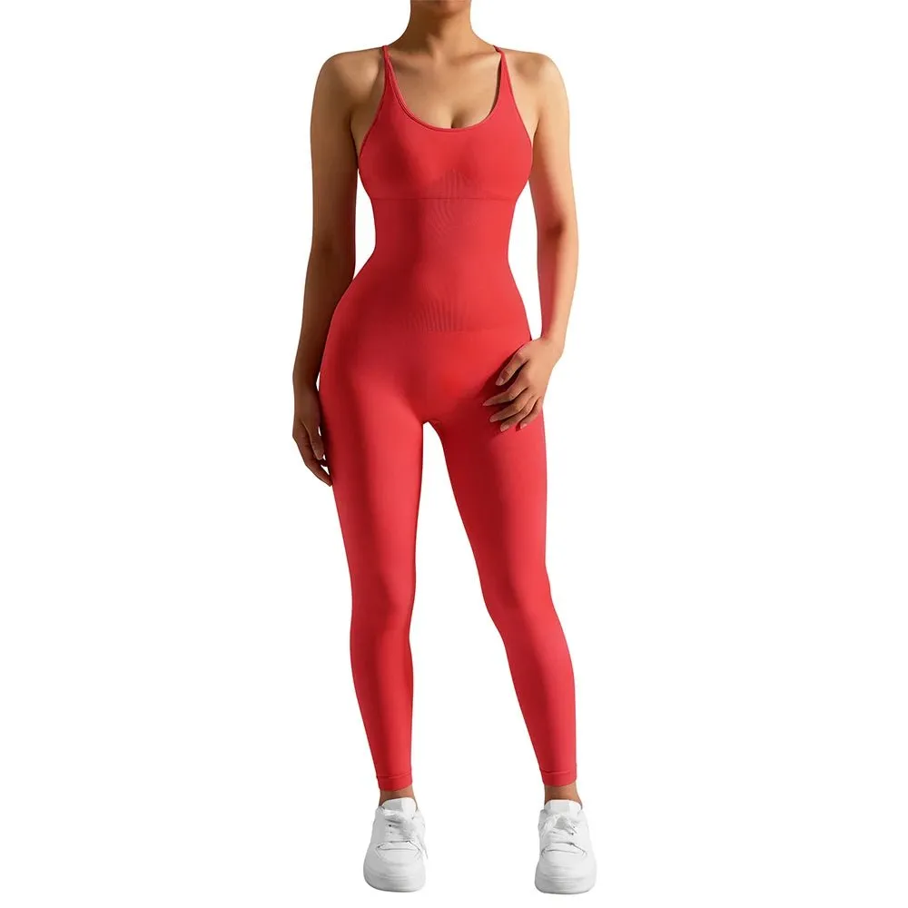 Women’s Bodycon Jumpsuit – Sleek Sleeveless All-in-One Fitness & Casual Activewear