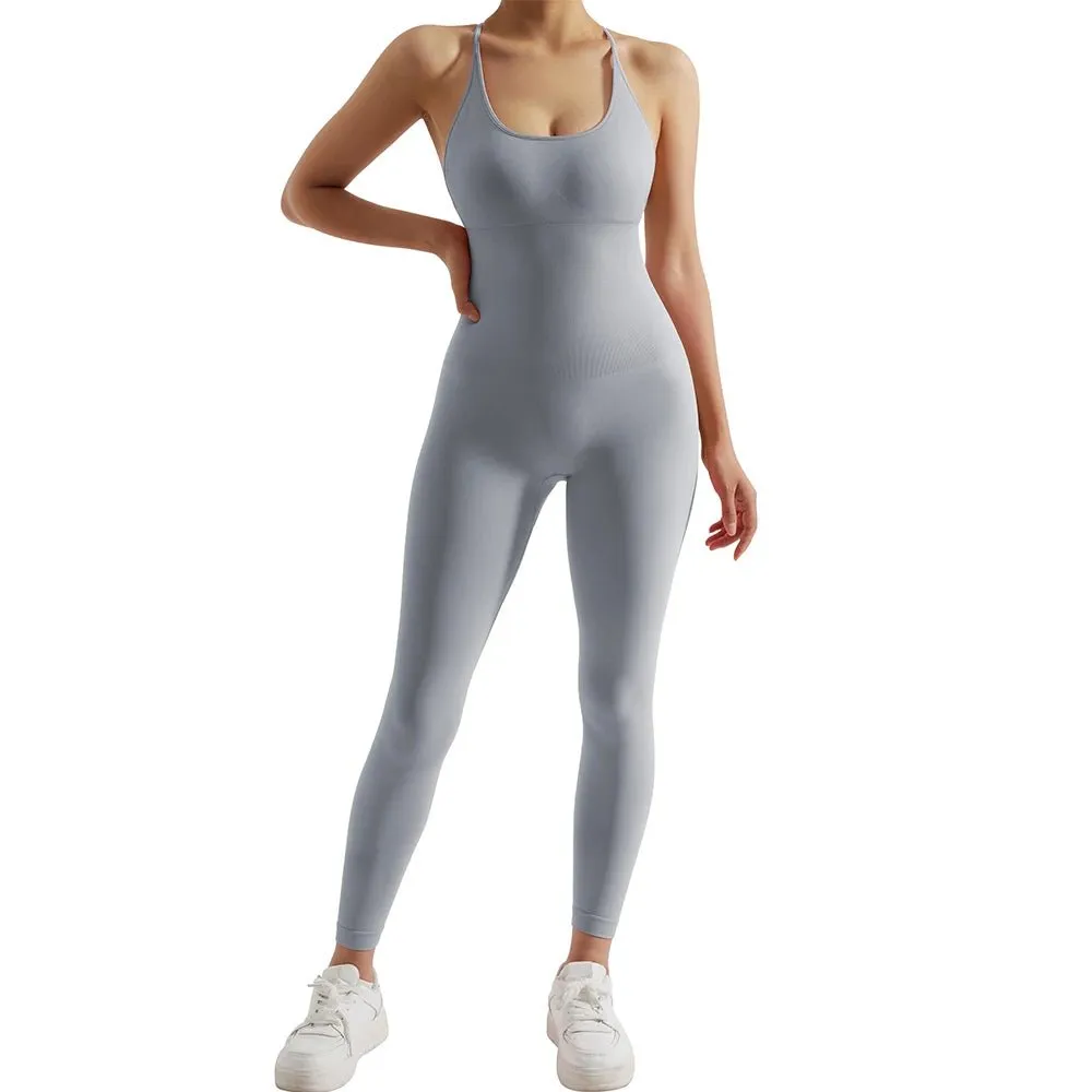 Women’s Bodycon Jumpsuit – Sleek Sleeveless All-in-One Fitness & Casual Activewear