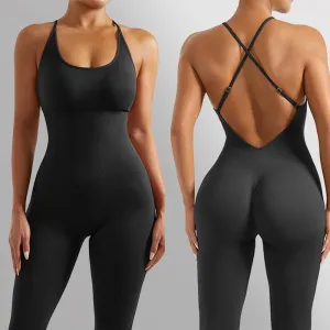 Women’s Bodycon Jumpsuit – Sleek Sleeveless All-in-One Fitness & Casual Activewear