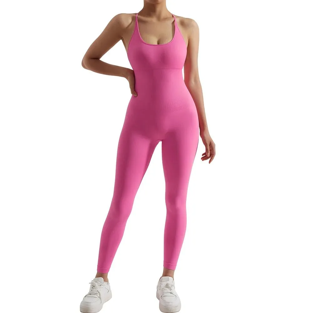 Women’s Bodycon Jumpsuit – Sleek Sleeveless All-in-One Fitness & Casual Activewear