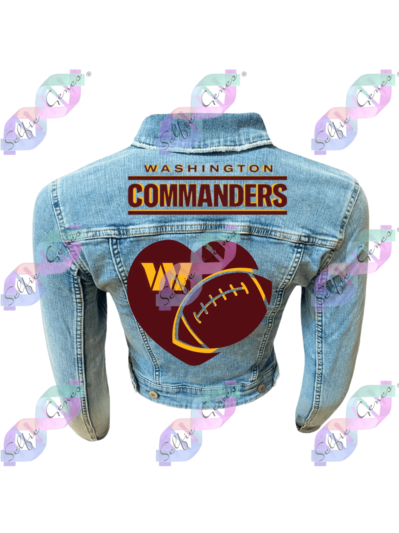 Women's Washington Commanders Football Heart Denim Jacket (Classic)